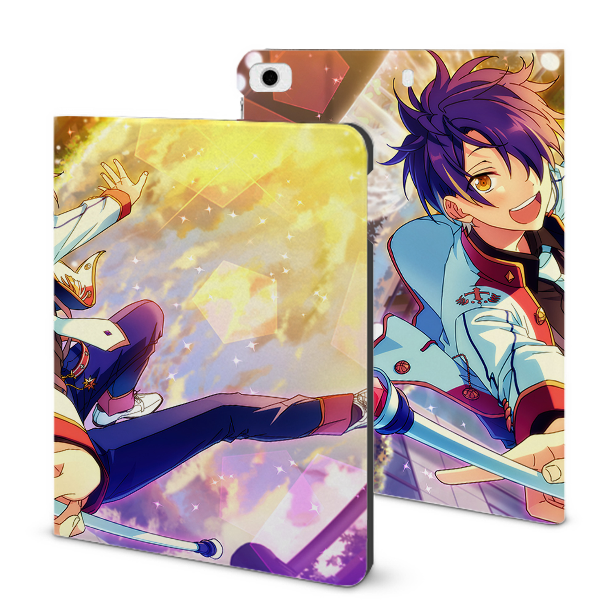 （画像用） あんさんぶるスターズ! Ensemble Stars IPad ケース ブック型 PUレザー TPU 耐衝撃 軽量 薄型 ペン収納なし 全面保護 IPad 各モデル対応